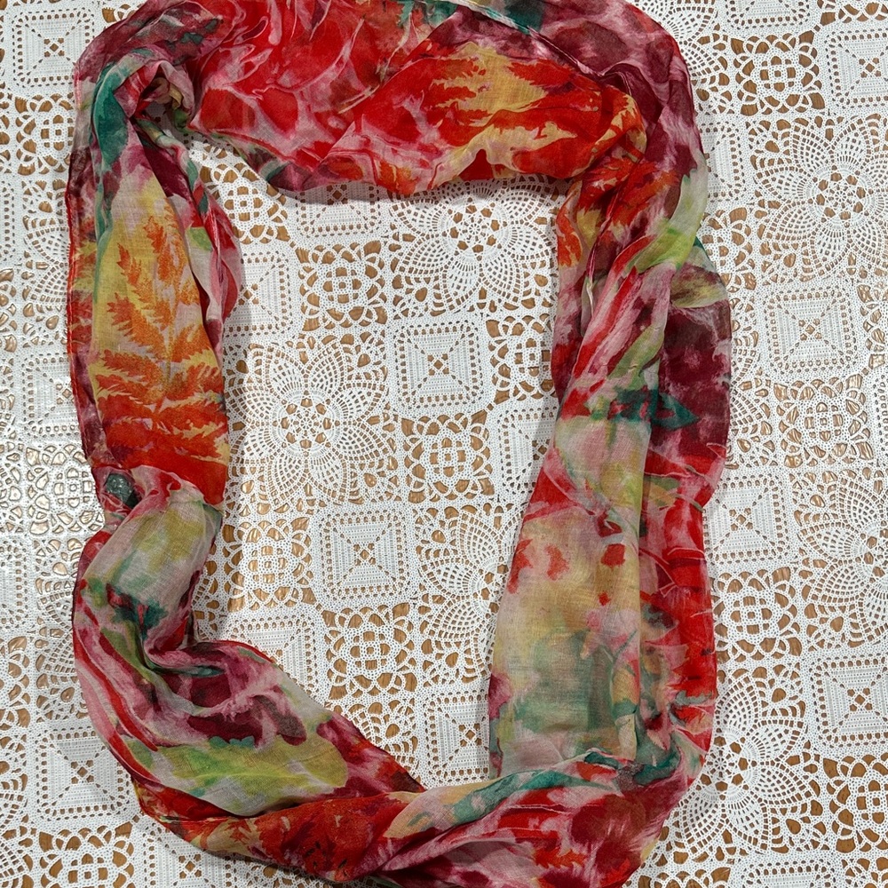 Charming Charlie Vibrant Red and Green Scarf
